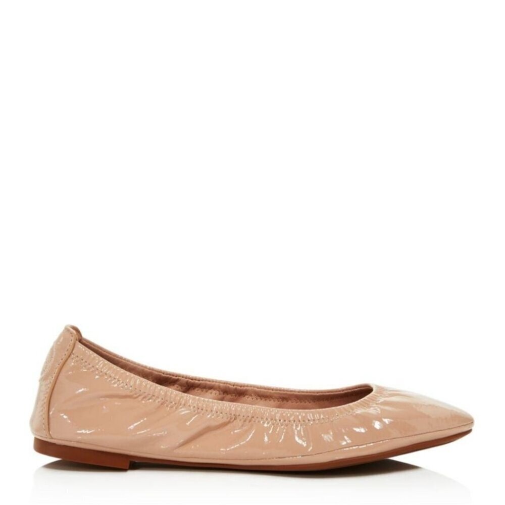 *SOLD* TORY BURCH | Eddie ballerina flats patent leather camel brown sz 6.5 M - Picture 2 of 5